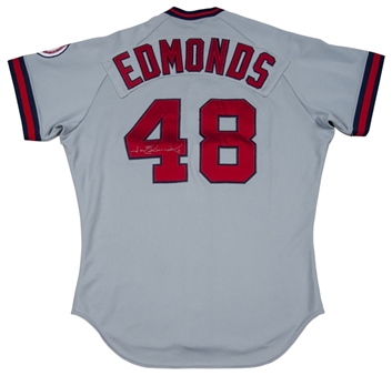 1992 Jim Edmonds Game Used and Signed California Angels Road Jersey (PSA/DNA)